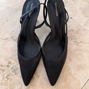 Reformation Black Strappy Heels